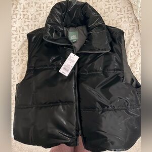 Black Shimmer Crop Vest